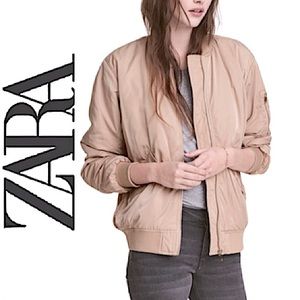 Zara Outerwear.EUC.Beautiful Tan/Blush Pink Bomber Jacket w/full zip & pockets.S